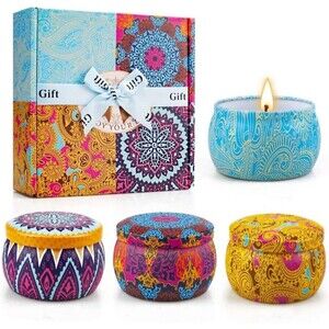 Boho, Scented Candles Gifts Set, Aromatherapy Candles  Made with Natural Soy Wax